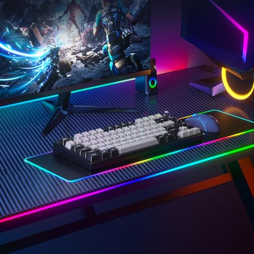 MageGee Mini 60% Gaming Keyboard, RGB Backlit 75 Key Ultra-Compact Keyboard, TS75 Ergonomic Waterproof Mechanical Feeling Office Computer Keyboards for PC, MAC, PS4, Xbox ONE Gamer - color: Black Gray RGB