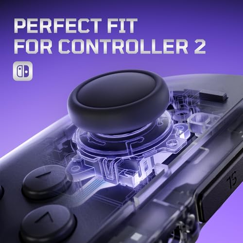 eXtremeRate Replacement 3D Joystick & Thumb Grips & Side Rail Shell Buttons for Nintendo Switch 2 JoyCon, Console Rail Stickers Left Right Analog Stick Thumbsticks Cap for Switch 2 - Clear Slate Black - color: Clear Slate Black