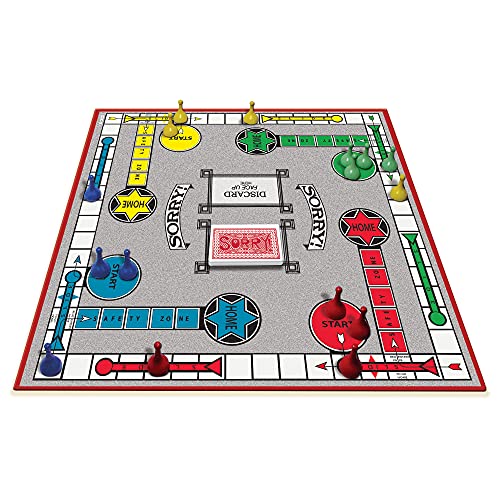 Classic Sorry Board Game with Retro Artwork by Winning Moves Games USA | Family Favorite for Over 100 Years, 1-4 Players, Ages 6+, Retro Components