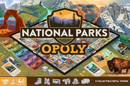 Masterpieces National Parks Opoly by Anderson Design - Premium Quality, Educational, and Fun Activity for Kids and Families - Great Gift Idea for Holidays, Birthdays, and Everyday Playtime - color: National Parks