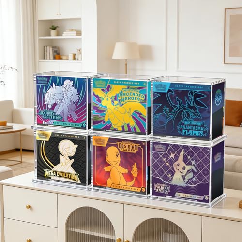 Acrylic Display Case for Elite Trainer Box (ETB) – Stackable Closure Storage Box for Pokemon TCG, Trading Cards, Booster Box – Clear Protector with Locking Lid for Collectible Display & Organizing - size: Elite Trainer Box Case