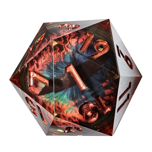 Mini Planet 50mm Chonk Giant D20 Liquid Core Dragon Eyeball Polyhedral DND Sharp Edge RPG MTG Handmade Dice - color: Dragon Eye Dice 8