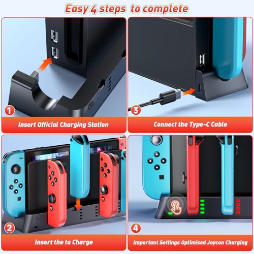 Switch Controller Charger Dock Station for PSP Gaming Console Compatible with Nintendo Switch & OLED Model Joy-con, Charging Dock Station Support to Charge 6 Joycons - size: 7.9''