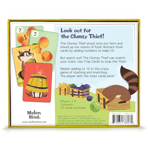 Melon Rind Clumsy Thief Junior Math Card Game, Adding to 10 Fun for Kids Ages 5-7+, Award-Winning Family Game for 2-4 Players, Educational to Develop Math Skills with Confidence - style: Adding to 10