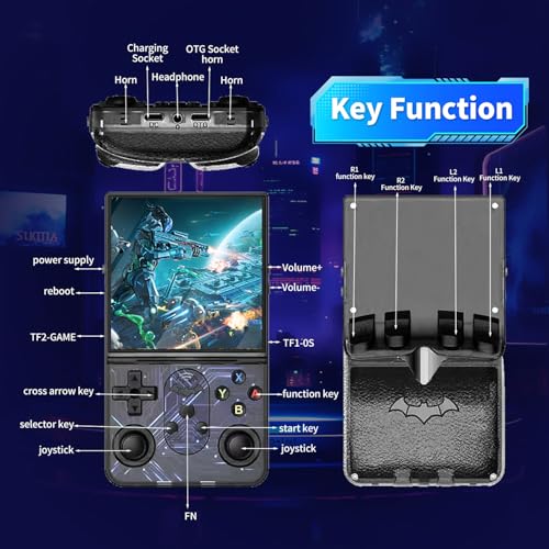 S600 Retro Gaming Console, Retro Handheld Console 4.0'' Screen Linux System, 64G TF Card, Support 30+ Simulators, 3500mAh Rechargeable Portable Pocket Arcade - color: Black