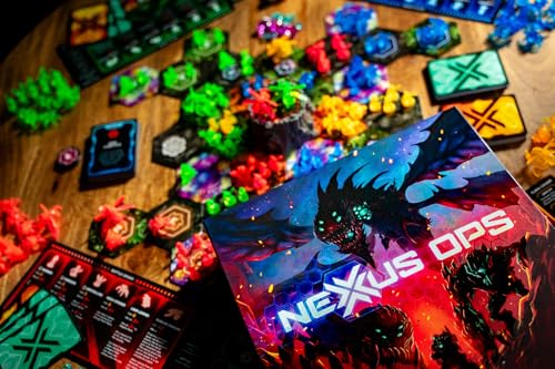 Renegade Game Studios Nexus Ops Board Game - Sci-Fi Miniatures Strategy | For 2-4 Players, Includes Translucent Blacklight Alien Units, Secret Missions & Rubium Mine Control, 90-Min Playtime