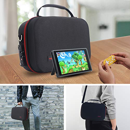 Carrying Storage Case for Nintendo Switch,Large Protective Travel Hardshell Messenger Bag for Switch Console, Pro Controller, Accessories Switch Dock, AC Adapter with 16 Game Cards and Shoulder Strap