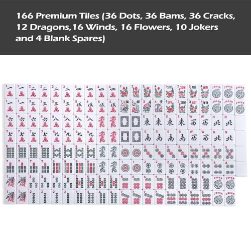 American Mahjong Game Set, 166 Quality White Tiles, 4 All-in-One Color Rack/Pushers, Mahjong Tile Set with Light Blue Printed Carrying Bag - color: Light Blue