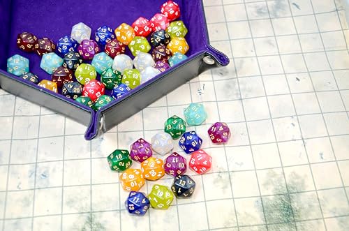 SmartDealsPro 50-Pack D20 20 Sided Dice Polyhedral Dice with Pouch for DND RPG MTG Table Game (D20, Glitter Color) - color: Glitter Color, style: D20