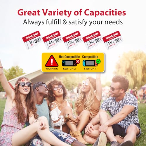 【For Switch 1 Only】 GIGASTONE 64GB Micro SD Card, Gaming Plus, Nintendo-Switch Compatible, High Speed 90MB/s, 4K UHD Video Recording, Micro SDXC UHS-I A1 V30 U1 Class 10 - size: 64GB 1-Pack, style: Gaming Plus