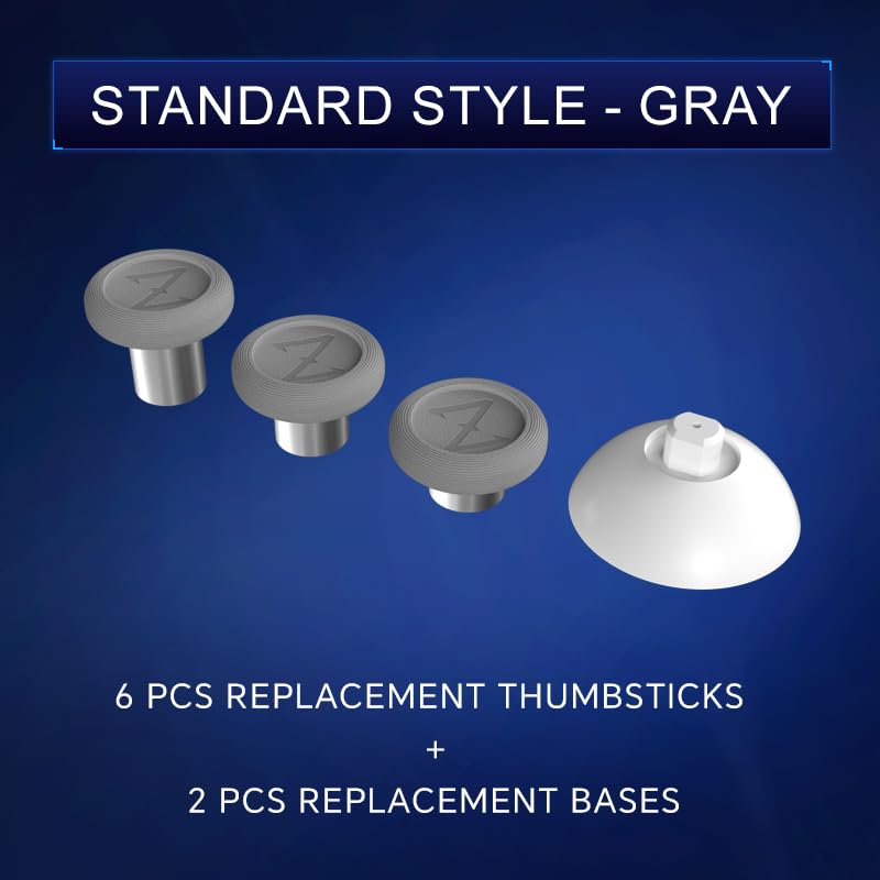 ZD Gaming C-Type Thumb Grip Replacement Kit, Standard/FPS/Arcade Joystick Caps with Replacement Bases, Non-Slip, Compatible with Xbox Series/Astro C40/8BitDo Controllers, Enhanced Precision for E-Sports Gaming & All Game Modes (Standard Style)-Gray - colo
