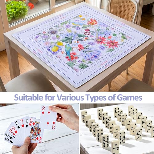 Purple Mahjong Mat(32.7"×32.7") with Black Carrying Bag and 3 Dice, Anti-Slip&Noise-Reducing Table Cover for Mahjongg,Poker, Board Games, Dominoes, and Card Games