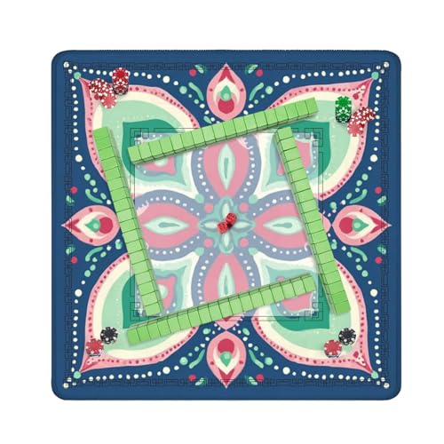 Mahjong Mat 31.5" x 31.5" Abstract Floral Soft Pink Green Teal Navy Blue Non-Slip Noise Reduction Mahjong Tiles Table Cover for Dominoes Poker Card Board and Tile Games - color: Color14