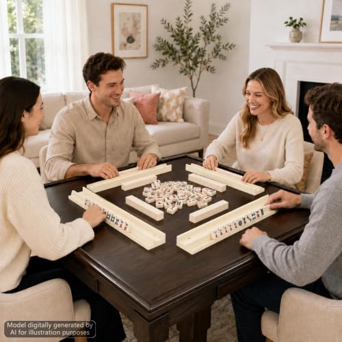 5Pcs Mahjong Racks with Pushers Wooden American Mahjong Tile Pushers and Racks Set with Mah Jong Rack Drawstring Bag Mah Jong Accessories for Players Gifts Home Game Night Party Supplies (Soft White) - color: Soft White