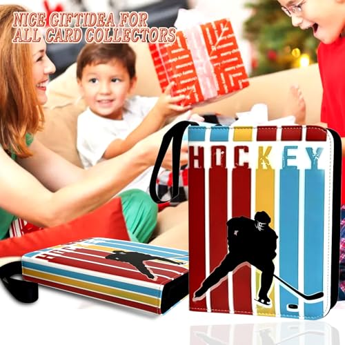 900 Pocket Zippered Hockey Card Binder, 9-Pocket Trading Card Album with 50 Removable Sleeves, PU Leather Waterproof Sports Card Holder for NHL Hockey Cards Storage Display Case Gift - size: 900 Pockets Hockey