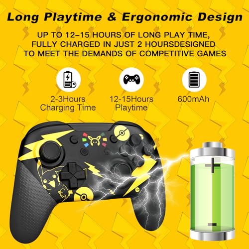 Dritrip Switch Controller, Wireless Pro Controller Compatible with Switch/Switch Lite/Switch OLED, Switch Remote Gamepad with Joystick, Double Vibration, Wake-up and Motion Control