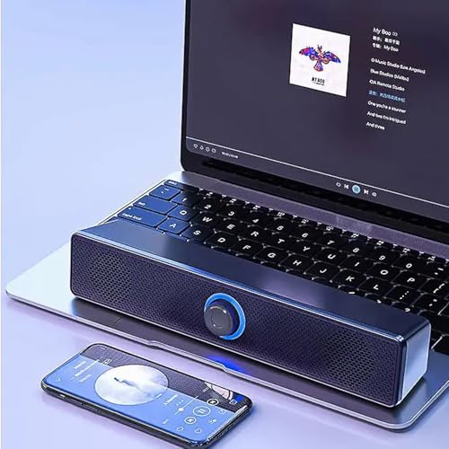 Computer Speakers Wired USB-Powered Sound-bar with Stereo Sound for PC Desktop Plug -n-Play 3.5mm Jack Computer Speakers for Desktop