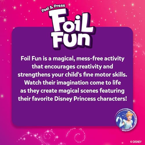 Skillmatics Foil Fun Disney Princess, Foil Art & Craft Kit, Gift for Kids | Travel Toy, Mess-Free Sticker Activity, DIY Decor, For Fans of Cinderella, Ariel & Jasmine, Girls & Boys Ages 4, 5, 6, 7, 8