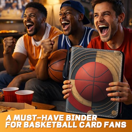 Basketball Card Binder with Sleeves, 9-Pocket Portable Card Protectors Album Holder Book with Zipper, Fits 900 Cards with 50 Removable Sleeves, Basketball Cards Display Storage Carrying Case -XS01 - color: Lanqiu-XS01-900 cards