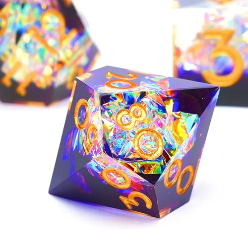 Resin dice Set, Dungeons and Dragons polyhedral DND dice Set, Suitable for Role-Playing Game RPG Explorer Magic: The Gathering Pioneer Game DND dice Set (7 Pieces) - color: Resin-dream Purple