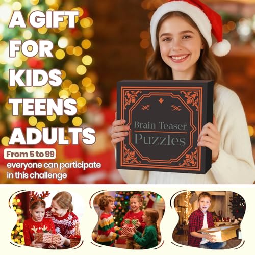 Metal Brain Teaser Puzzles for Adults Teens - Brain Teaser Puzzles with Wooden Box 3D Puzzle Game Toys for Adults Teens - Unlock Interlocking Puzzle Adults Teens IQ Education Smart Toys - color: Style C