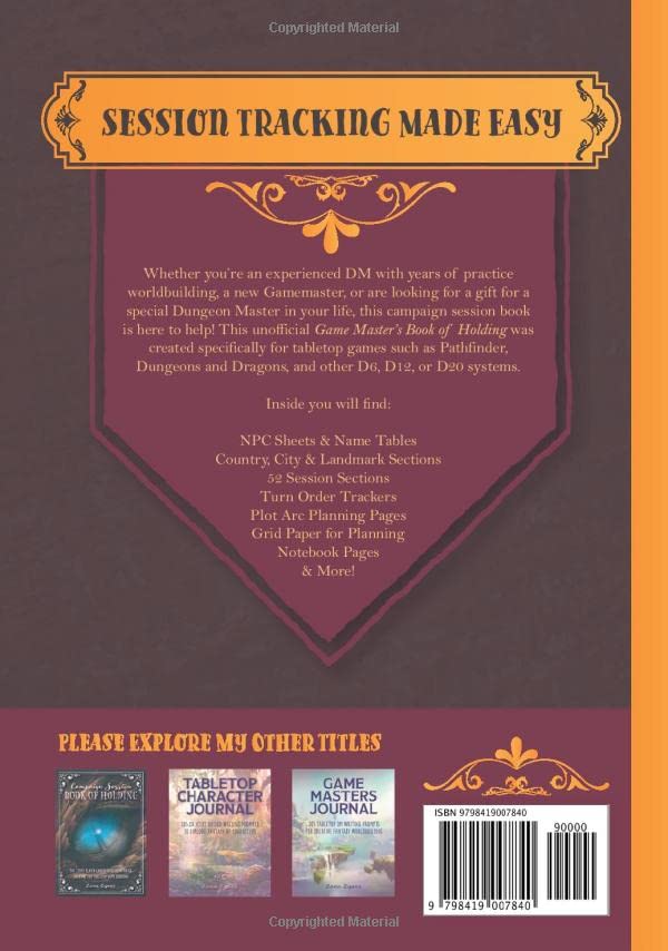Game Master's Book of Holding: The Gamemaster Book for Campaign Session Notes & Planning Tabletop Game Sessions