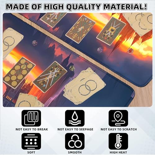 MTG Playmat with Zones, Stitched Edges MTG Mat for TCG 24 x 14 inches Trading Card Inked Game Playmats with Storage Bag Smooth Rubber Surface Battle Game - color: Fire Cloud Stitched Edges Mats