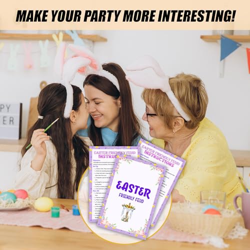 Easter Friendly Feud Game, Funny Easter Party Games, Spring Friendly Feud Trivia Quiz for Family Kids Adults, Spring Bunny & Eggs Holiday Party Supplies -15 - color: Easter Basket-purple