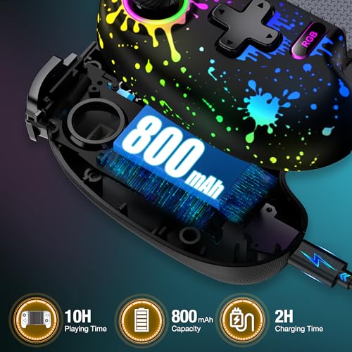 Mobile Game Controller for iPhone/Android Handheld Gaming, Wireless Phone Gaming Controllers with (Programmable) /Hall Effect Joysticks & Analog Triggers/Adjustable Turbo (Black with Watercolor Pattern Lights) - color: Black with Watercolor Pattern Lights
