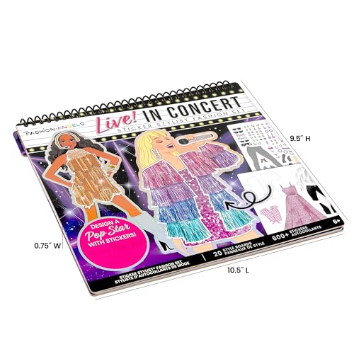 Fashion Angels Live! in Concert Sticker Stylist Fashion Set | Includes Concert Venue Style Boards, Popstar Silhouettes & 600+ Stickers, Ideal Gift for Kids - style: Pop Star