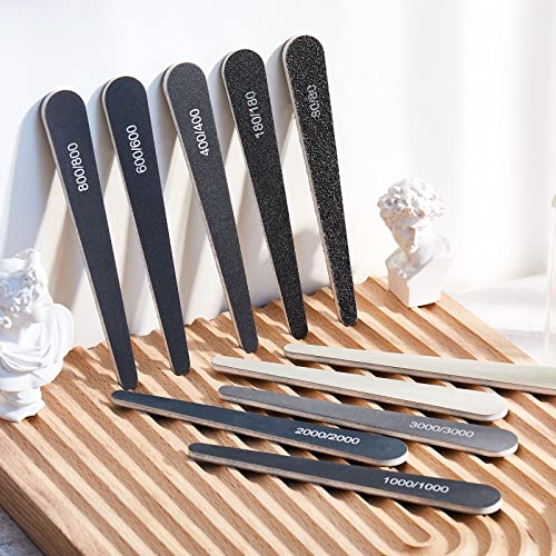 Honoson 10 Pcs Sanding Sticks for Plastic Models Polishing Stick Buffing Sanding Sticks for Assorted Grits Crafts Metal Wood Sandpaper Tools(Low Grits Rating,Water Drop Style) - style: Water Drop Style