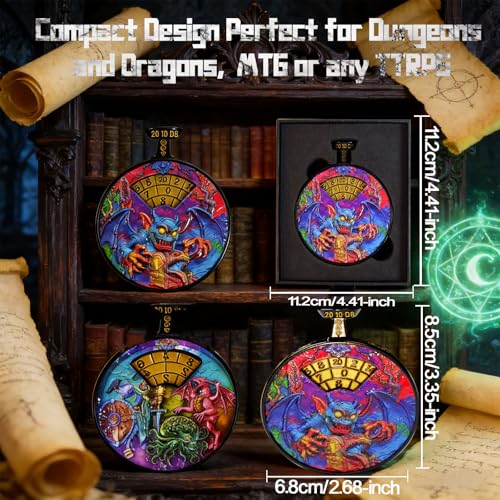 DND Dice Roller D4-D20 Metal Pocket Watch 3D Dragon Art Rainbow | All-in-one dnd spinner dice. metal pocket watch design.press to roll. zinc alloy metal. mtg ttrpg gifts - color: Dice Roller-rainbow