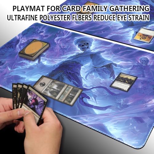 MTG Playmats(Stitched) 14x24in Compatible for OCG CCG RPG TCG Playmats with Card Zones Storage Bag (Carnival Skeleton-No Zone) - color: Carnival Skeleton-no Zone