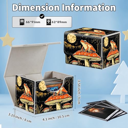 for MTG Commander Deck Box,Card Deck Box for Trading Yugioh MTG,Fits 100 Double Sleeved Cards,PU Leather Strong Magnet Case for Magic Commander TCG CCG,Frog Mushroom Moon - color: Frog Mushroom Moon