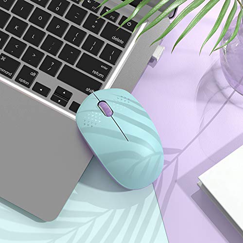 seenda Wireless Mouse for Laptop, 2.4G Noiseless Mouse with USB Receiver - Optical Tracking Portable Computer Mice for Chromebook, PC, Tablet, Windows System, 24 Months Battery Life -Mint Green&Purple - color: Mint Green and Purple