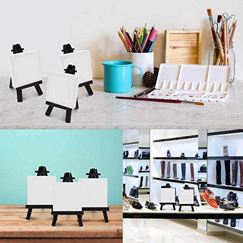 U.S. Art Supply 5" Mini Easel (6 Pack) - Black Wooden A-Frame Tabletop Display Stand, Mini Easel Stand - Small Easels for Display, Small Canvases, Crafts, Business Cards, Signs, Photos, Gifts