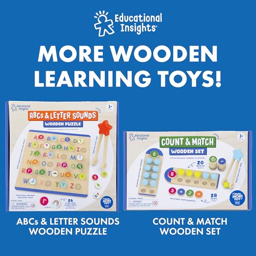 Educational Insights Pattern & Sequencing Wooden Board - Color Matching Toy for Kids, Fine Motor Kits, Sequence Board Games for Toddlers, Preschool Manipulatives, Ages 3+