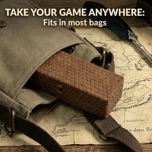 Portable D&D Dice and Miniature Storage Box with Bonus 7-Piece Glitter Green Polyhedral Dice Set - Hinged Lid with Secure Click Clasp (Third-Party RPG Accessory)