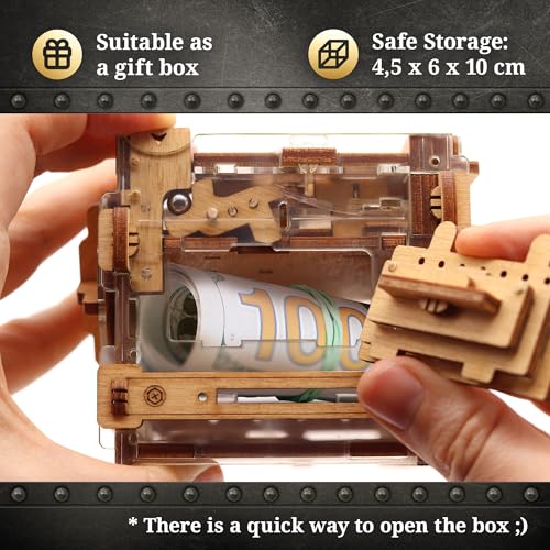 iDventure aMAZEing Safe, Money Puzzle Box for Adults, Box for Cash Gift | Mini Safe Brain Teaser, Money puzzle box for cash gift, Birthday Gift, Hidden Compartment, 3D Puzzle for Adults, Piggy Bank