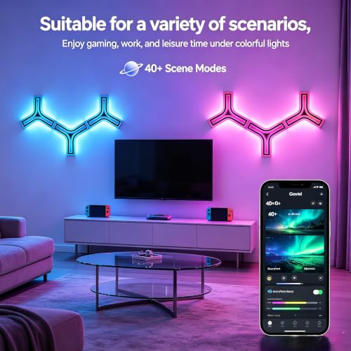 Y-Shaped 3D RGB LED Wall Lights 8 Pack, Gaming Lights Smart LED Panels with Music Sync, App & Remote - Modular Home & DIY for Bedroom, Living Room, Party and Home Decor