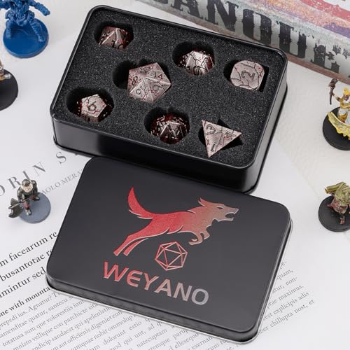Bloodstained Metal DND Dice Set Blood Polyhedral D&D Dice for Dungeons and Dragons TTRPG RPG D&D Dice Gift Box - color: Antique Bloodstain