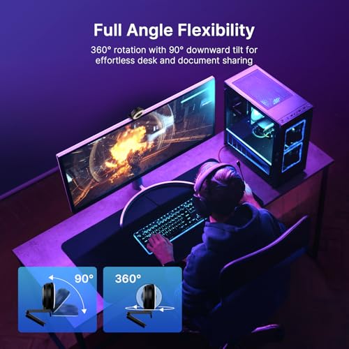 NexiGo N680E Pro 4K Webcam with Ring Light, PDAF Autofocus, 1080p 60FPS, Dual Noise-Canceling Mics, Privacy Shutter, USB Plug-and-Play for Zoom, Teams, Twitch, Google Meet - style: 4K Webcam with Light