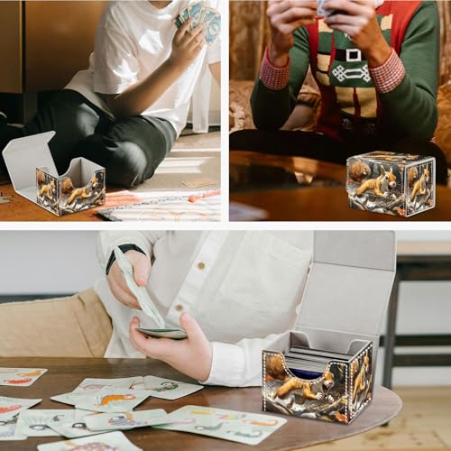 DEGDFSGR Card Game Storage Box TCG Deck Box MTG Card Box Organizer Trading Card Case Commander Deck Box TCG Card Storage Box Magnetic Closure Creative Pattern Up to 200 Cards, A Cute Brown Squirrel - color: A Cute Brown Squirrel