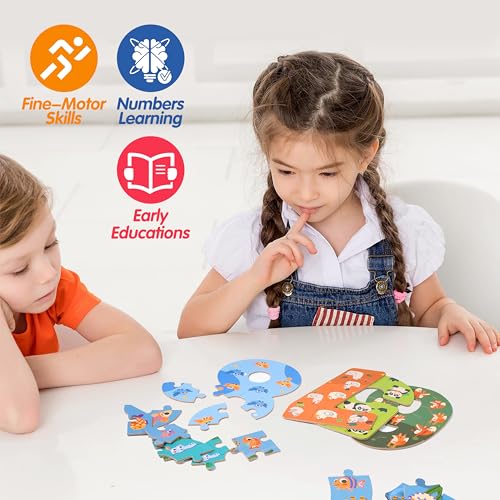 Wooden Puzzles for Kids, Montessori Numbers Puzzles Animal Puzzle for Toddlers, Preschool Learning Toys Educational STEM for Boys Girls Ages 3+ - style: Numbers