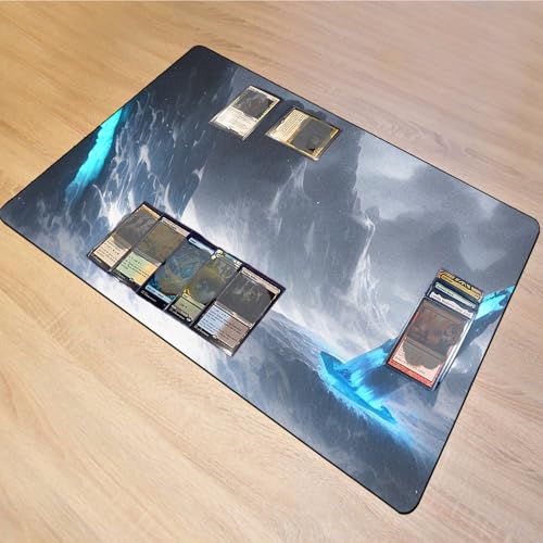 AI Painting TCG Playmat - MTG Trading Card Game Mat, 24x14 Inches Original Playmats, Smooth Surface for Rubber Collection - Dark Swamp Design 413-73 - color: Glacier