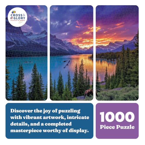 Cross & Glory | Jigsaw Puzzles for Adults | The Last Light of the Rockies | Canadian Rockies Sunset Landscape with Mountains & Turquoise Lake | Epic Wilderness Puzzle | Satin Finish | Ages 14+ - color: The Last Light of the Rockies