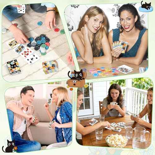 Playing Cards, Cute Black Cat Playing Cards, Floral Cats Themed Deck of Cards for Game Nights, Premium Standard Size Poker Cards for Card Games, Parties, Travel, Casino Games & Cat Lover Gifts
