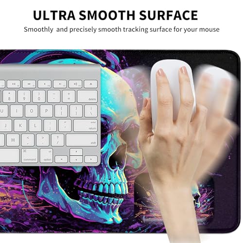 Mouse Pad Desk Mat Ergonomic Wrist Support Pad Set,Mouse Wrist Rest Keyboard Pad with Stitched Edges and Non Slip Base-Skull DJ Music - color: Skull Dj Music