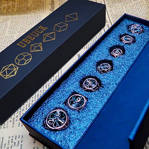 DND Dice,Hollow D&D Metal Dice,Unique Round Ball Design Octopus Dice with Gift Box for Dungeons & Dragon Gaming,7 PCs Steampunk Polyhedral D and D Dic(Ball Octopus red Copper) - color: Ball Octopus Red Copper