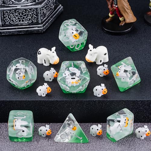 Polyhedral D&D Dice Cow Dice,Resin Cow DND Dice Set for Dungeons and Dragons MTG RPG Board Games - color: Cow
